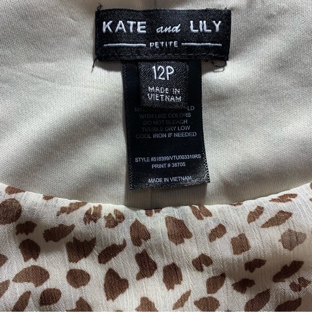 Kate and Lily Women’s Leopard Print Midi Dress SZ Petite 12 - Picture 5 of 5